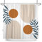 ASDCXZ Cortina de ducha Boho de 180 x 200 cm, moderna, abstracta, marrón, sol, azul, hojas, arco blanco, lavable, cortinas de ducha de poliéster, impermeable, antimoho, cortina de ducha para bañera