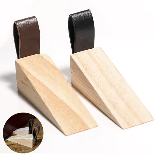 2 Pcs Wooden Door Stop, Heavy Duty Wooden Door Wedge, Non-Slip Rubber Base, Ideal for Home and Office, Protects Floors, Stylish and Durable Door Stoppers for Indoor Use