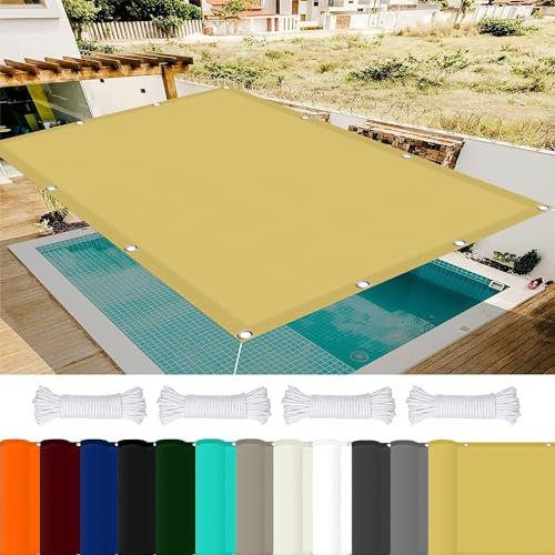 Brise Vue Balcon pour Pergola Jardin 3.5 x 4 m 98% UV Protection,Polyester, Clôture Protection avec Oeillets avec Cordons pour Pergola, Fleurs, Patio Lawn., Couleur Crème