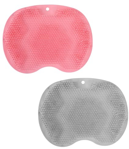 2Pcs Shower Foot Scrubber Mat Back Washer Back Exfoliating Bath Wash Pad Wall Mounted Slip Suction Cups Foot Scrubber Massage Cushion Brush for Men and Women Eliminate Calluses Dead Skin Foot Cleaner
