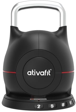 ATIVAFIT 20 kg verstellbare Kugelhantel 7 in 1 mit massivem Aluminiumgriff, Schnellverstellgewichte mit Sicherheitsverriegelungssystem, platzsparendes Krafttraining für Fitness, Heim-Fitnessstudio