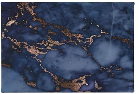 EgoMed Art mural, toile 7,8 x 11,8 pouces Peinture décorative Peinture murale pour salon, Motif marbre bleu marine et faux cuivre