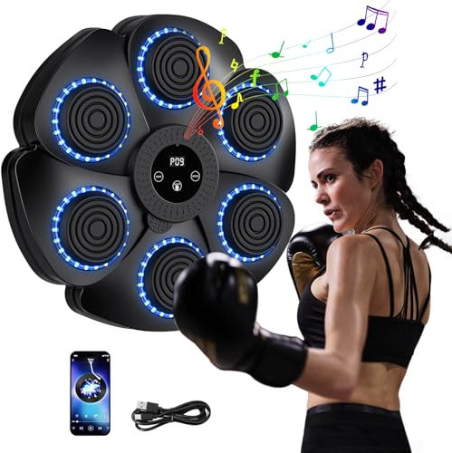 Musik-Boxmaschine, 2024 Neue Smart Bluetooth-Musik-Boxmaschine Ohne Handschuhen, Wandmontierte Boxmaschine, 9 Geschwindigkeitsmodi und Zählmodus für Erwachsenen und Kindern (Schwarz+Ohne Handschuhen)