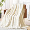 KOIUEYW Weiß Kuscheldecke, Warme Kuschelige Sofadecke Kuschelig Couch Decke Wohndecken, Flauschige Blanket Streifen Design Kuschelige Decke für Sofa Wolldecken für Couch, 130 x 160 cm
