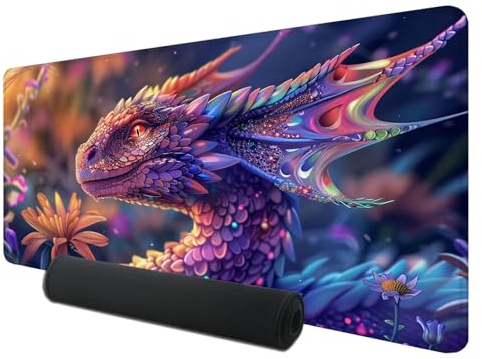 Gaming Mauspad XXL 900 x 400 mm, Tier Mousepad Groß mit Vernähte Kanten WassXerdicht Anti-Rutsch, XXL Mousepad Drachen Schreibtischunterlage für PC, Laptop Verbessert Präzision und Geschwindigkeit V-9