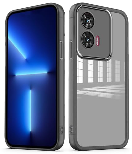 YUXING Transparent Case for Motorola Edge 50 Fusion with Camera Lens Protector Soft Ultra Thin Slim Shockproof Bumper Back Cover - Black