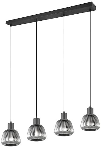 Trio Leuchten Pendelleuchte Tarifa 362800432, Metall Schwarz matt, Glas Chrom bedampft, exkl. 4x E27