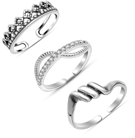 LeCalla 925 Sterling Silber Minimalistische Zehenringe Set Leichte Einfache Antike Offene Verstellbare Zehenringe für Frauen