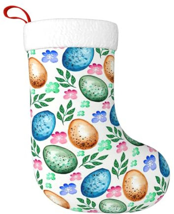 YQTGBCED Traditionelle dekorative Strümpfe mit Ostereier-Aufdruck, gestrickte Weihnachtssocken, personalisierbar, Schwarz , Einheitsgröße