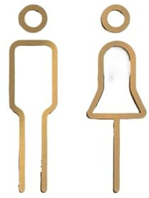 AOEGBY Toilettenschild Schwarz Gold Farbe Wc Zeichen Platte Messing Waschraum Tür Wand Label Aufkleber Wc Halter Signage Board Wc Schild(Gold)