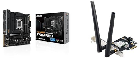 ASUS TUF GAMING B760M-PLUS II Scheda Madre Intel (LGA 1700) mATX, DDR5, slot PCIe 5.0, 3 PCIe 4.0 M.2, + Adattatore Tri Band BE6500 PCI-E WiFi 7 (802.11be), Bluetooth 5.4, WPA3 Network Security