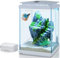PYPABL Kit Aquarium en Verre 4L, Réservoir Betta, Kit De Démarrage pour Mini Aquarium, avec Pompe à Air, LumièRe LED, Filtration, Décoration, Changeur d'eau (Blanc)