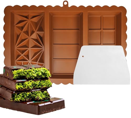 Yolistar Moule Tablette Chocolat,Moule Tablette Chocolat Dubai,Silicone de qualité alimentaire,Moule silicone chocolat+1 Grattoir,Moule Silicone Tablette de Chocolat de collations à la maison