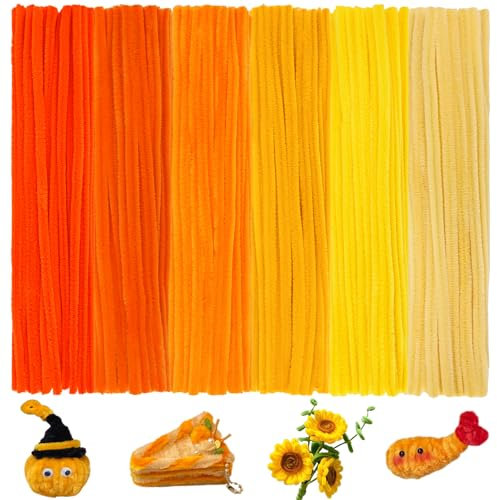 BULANGDE 300 Pfeifenputzer Orange zum Basteln Bunte 30cm Lang 8mm Dick,Pfeifenreiniger Blumen Pipe Cleaner Set für DIY-Deko,Festdekoration,Spielen/Lernen,Kinder Handwerk (6 Farbverlauf Orange)