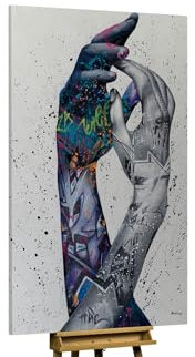 KunstLoft Ölgemälde 'Colourful Cohesion' 120x180cm | Original Handgemalte Gemälde | Modern | Bunt und Grau | Leinwand-Bild Ölgemälde einteilig groß | Modernes Kunst Ölbild