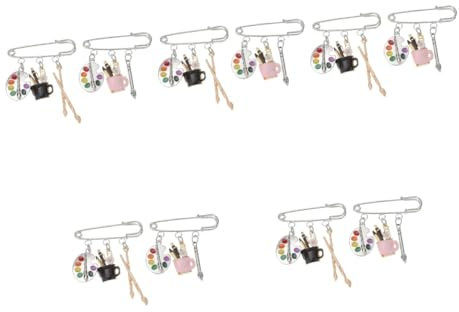 Healvian 10 Pcs Palette Brooches Creative Paintbrush Alloy Breastpins for Clothing Accessories Hats Unique Fashion Badges for Daily Wear and