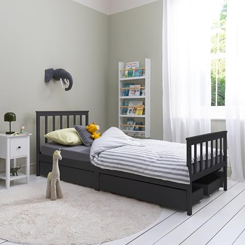 Noa and Nani Otis Single Bed 3ft Frame with 2 Storage Drawers in Anthracite