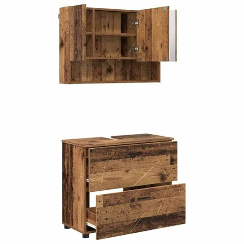 vidaXL Bathroom Furniture Set 2 pcs Old wood 76.5 x 35 x 64 cm,
