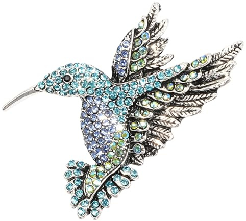 Ciieeo Brosche Damen Strass Anstecknadel aus Legierung in Antik Silber mit Blauen AB Steinen Modeschmuck für Besondere Anlässe und Geschenk