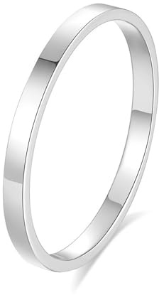 Musihy Hochzeit Ringe Damen, Platin Verlobungsring mit Schlichter, glatter Oberfläche, Größe 52 (16.6)