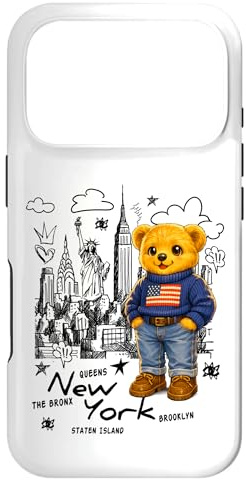 Hülle für iPhone 17 Pro Cute American Teddy Bear Sketch Drawing, New York Teddy Bear