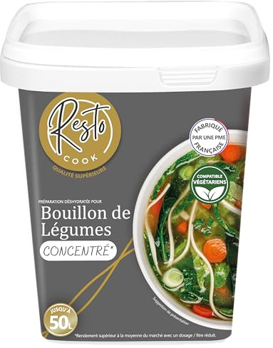 Resto COOK - Bouillon De Légumes Déshydraté 750 g - Jusqu’à 50 L - Base De Cuisson Et Sauce Pour Cuisine Professionnelle Et Maison - Qualité Supérieure - Fabrication Française