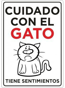 Oedim Señaletica para Exteriores Cuidado con el Gato 21x14,8cm | Señaletica en Material Aluminio 3 mm Resistente y con barnizada.