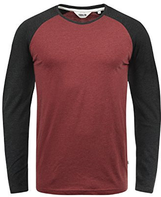 !Solid SDBastien Herren Longsleeve Langarmshirt Shirt mit Rundhalsausschnitt Baumwollmischung Regular fit, Größe:XXL, Farbe:Wine Red Melange (8985)