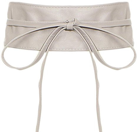 malito – Damen Taillengürtel aus 100% weichem Echtleder – Onesize Bindegürtel mit verstellbarem Taillenband – breiter Wickelgürtel mit Schleife – Hüftgürtel G100 (Grau)