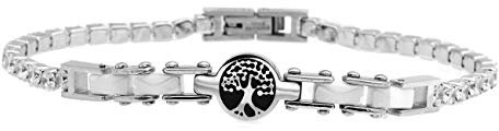 inSCINTILLE Moda Uomo Bracciale tennis da uomo con zirconi e albero della vita