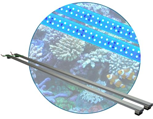 Meerwasser Aquarium LED-Leuchtbalken 100cm, 2 Leisten BLAU +Trafo/Verteiler
