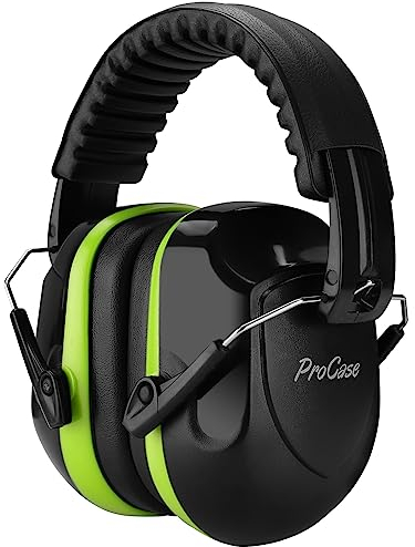 Procase Casque Anti Bruit Pliable Réglable Confortable Adulte, avec Une Atténuation de SNR 34dB, Serre-tête Souple pour Milieu Bruyant ou Stressant-Vert