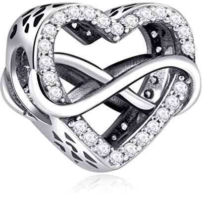 Annmors Charme Infinity Heart Shape Charms-Anhänger 925 Sterling Silber Charm Bead Pendant für Europäische Armbänder und Halsketten