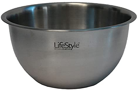 Tradineur - Bol de acero inoxidable, con acabado mate, de 21 cm de diámetro y 12,5 cm de alto, Recipiente de metal para realizar labores de cocina o repostería. Cuenco para uso alimentario.