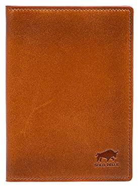 Solo Pelle Impfpasshülle, Reisepasshülle, Echtleder Passhülle, Schutzhülle Tasche für Kreditkarten Damen Herren Reisepass Geschenk, Karteninhaber, Ausweis und Reisedokumente (Cognac Braun)