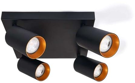 LumenTEC LED Deckenstrahler, LED Deckenlampe, Wandstrahler 4-flammig, Schwarz, für GU10 Strahler, drehbare schwenkbare Spots, ERIS (4 Flammig)