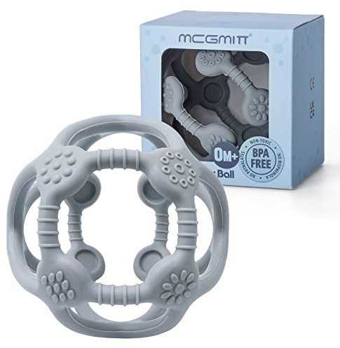MCGMITT Boule de dentition en silicone sans BPA pour bébé 6–24 mois (gris)