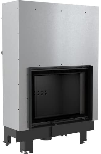 KRATKI MBA Holzkamin mit Warmwasserbereiter Wärmetauscher BImSchV 2 konform 17 kW Thermischer Wirkungsgrad 86% Stahl Glasscheibe Linksseitig Schwarze Thermotec-Auskleidung 139,5 x 83