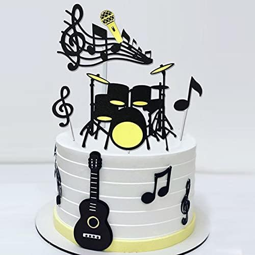 Musik Cake Toppers, Musiknoten Cupcake Toppers, Musik Happy Birthday Tortendeko, Gitarren Musikinstrument Kuchen Topper für Musiker Rock Party Geburtstags Party Zubehör