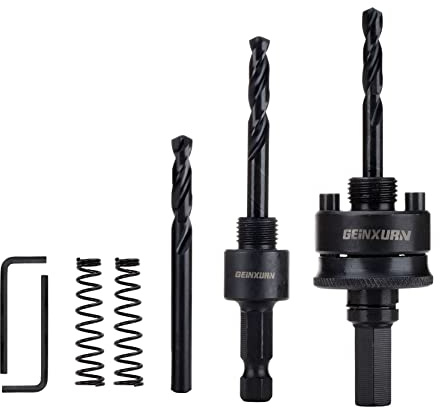GEINXURN General Quick Change Hole Saw Mandrel, 7/16-Inch and 3/8 Inch Hole Saw Arbor with 3Pcs Central Drill/2PCS Hex wrench/2Pcs Spring