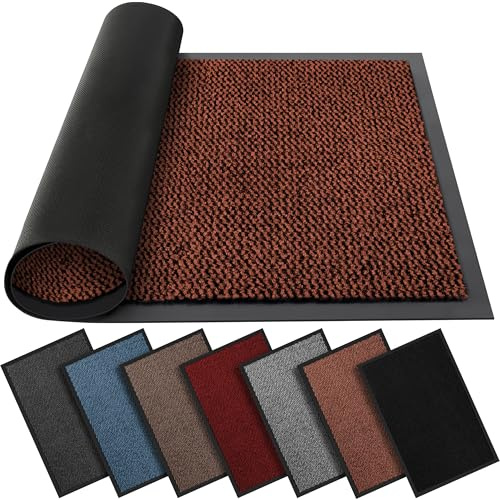 BLADO Washable Door Mats - Non-Slip Heavy Duty Doormats - Stylish Large Rubber Mat - Perfect Dust Grabbing Indoor & Outdoor Mat (Rust, 60cm x 120cm)