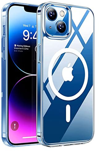 ULTRICS Magnetic Case for iPhone 14 Compatible with Mag-safe Wireless Charging, Shockproof Phone Bumper Cover with Drop Protection, Anti Yellowing, Slim and Anti-Scratch Back Cover- Clear
