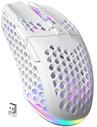 SOLAKAKA SM600 White Wireless Gaming Mouse,8000 DPI Tri-Modes BT5.1/Type-C Wired/2.4G Wireless Mouse with 2 Side Buttons, Programmable Macro Gamer Mouse with RGB Light for Laptop/PC/Mac