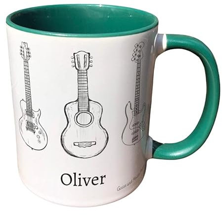 Personalised Guitar Mug Gift - Present for Music Lovers - Gifts for Bass Player - Personalised Hobby Mug - Country Style Mug (Navy)