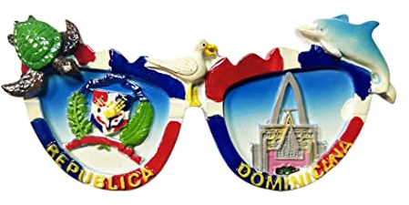 Dominikanische Republik 3D-Brille Kühlschrankmagnet Souvenir Geschenk, Kunstharz, handgefertigt, Dominikanischer Kühlschrankmagnet, Heim- und Küchendekoration, Kollektion