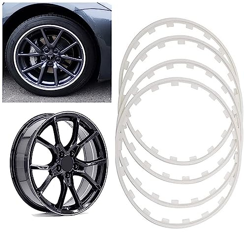 UIHECTA 16/17/18/19/20 Zoll Felgenschutz FüR RäDer, Schutzverkleidung FüR Autofelgen, Reifenschutz Radkantenring, Antikollisions Kratzfest Auto UmrüStsatz,Weiß,20in