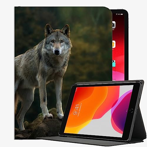YENDOSTEEN Hülle für iPad 10.2 Zoll 2021 9th /2020 8th /2019 7th Gen,Tiere Natur Wolf 061 Klappständer Schutzhülle mit Automatischem Schlaf/Aufwach
