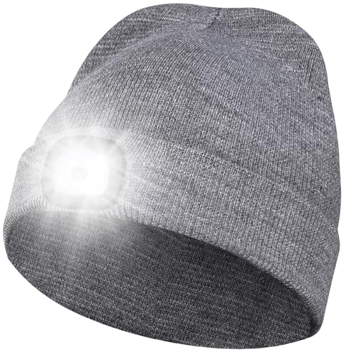 Gorro con Luz LED,4 LED Impermeable Luz Invierno Cálido Faros,LED Luminoso Sombrero para Hombres y Mujeres Sombrero de Linterna Mejorado