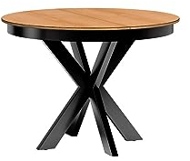 Cool24 FONTI Esstisch - Küchentisch - Tisch Rund - Ausziehbarer Esstisch - Runder Esstisch Ausziehbar Holz - Esstisch Rund Ausziehbar - Esszimmertisch - Karamell Möbel mit Fischgrätenmuster