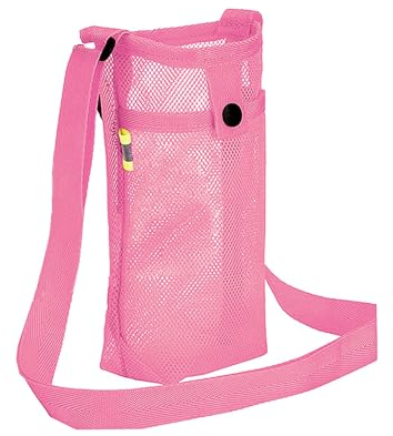 FUZVOL Water Bottle Carrier Water Bottle Holder with Adjustable Shoulder Hand Strap Portable Durable Water Bottle Bag for Adults Kids Walking Hiking Camping Travelling Exercise Pink